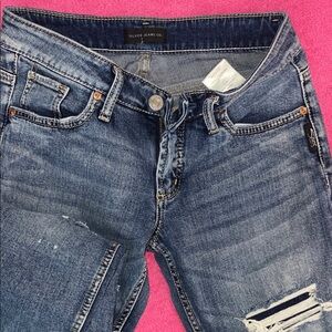 Silver Jeans Women's Distressed Blue Boyfriend Jeans